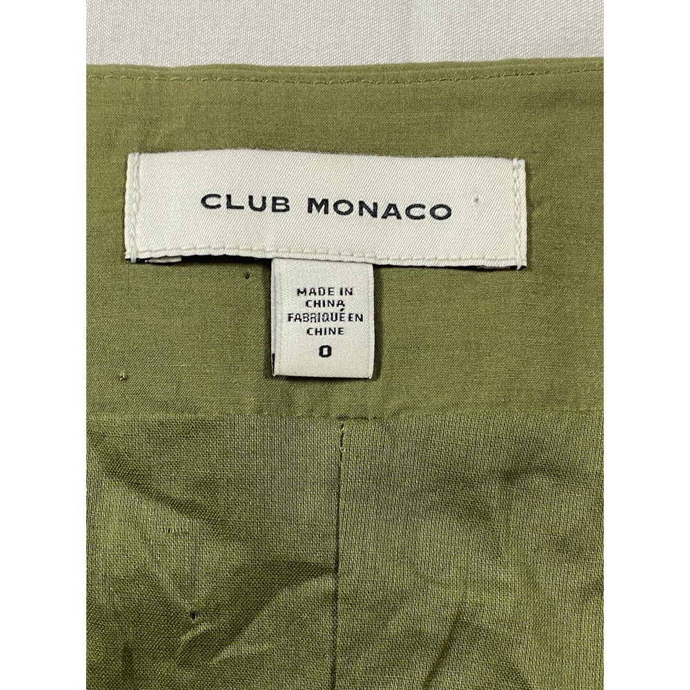 Club Monaco Womens Olive Green Square Neck Paneled Fit and Flare Midi Dress 0 - Picture 3 of 13